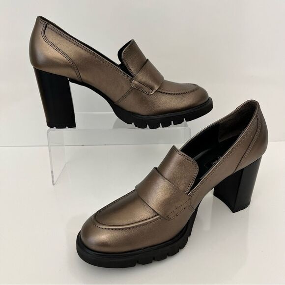 PAUL GREEN Nina Loafer Pump in Grunge Metallic Leather Size 10 NEW - Picture 4 of 14